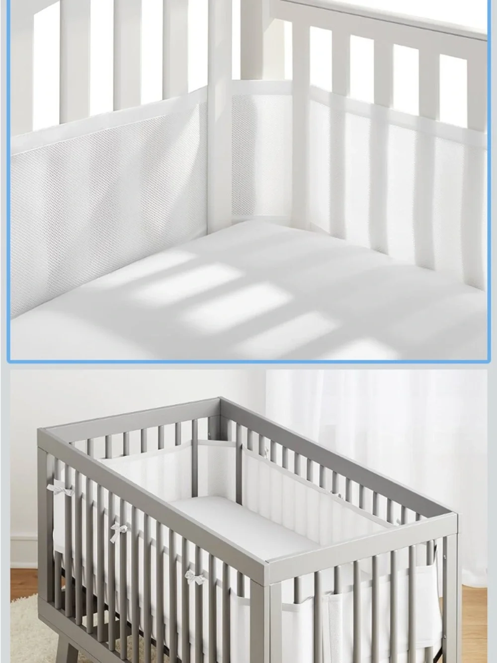 Breathable Baby White Crib Mesh Liner